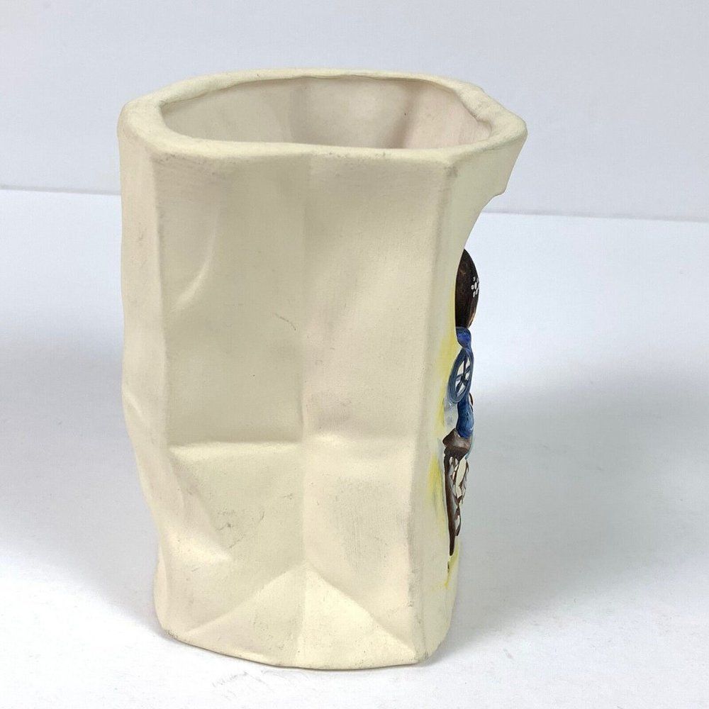 Candle Holder Luminaria De Grazia Girl Sewing Seamstress Bag Vase 4.25" Degrazia - Picture 5 of 7